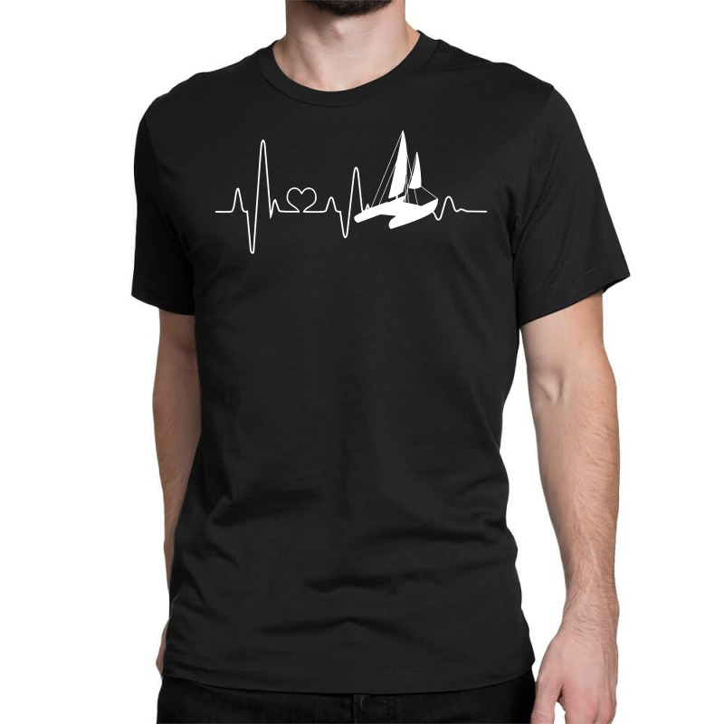 Catamaran Sailing Heartbeat Double Hull Boat Classic T-shirt by cm-arts | Artistshot