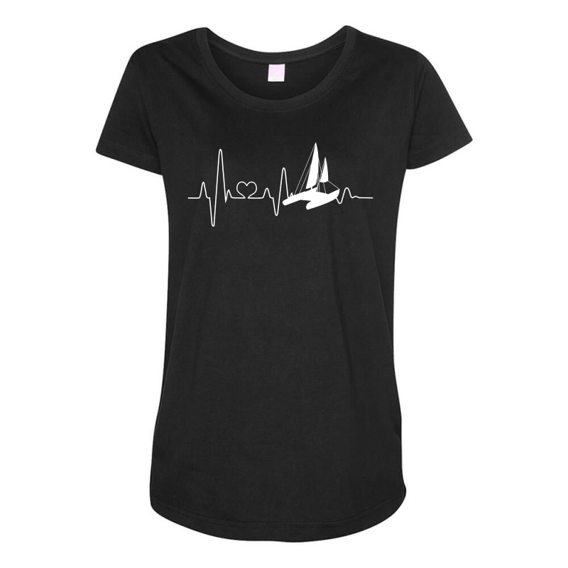 Catamaran Sailing Heartbeat Double Hull Boat Maternity Scoop Neck T-shirt by cm-arts | Artistshot