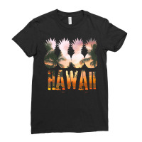 Hawaii Pineapple T  Shirthawaii Pineapple Showing Beach At Sunset T  S Ladies Fitted T-shirt | Artistshot