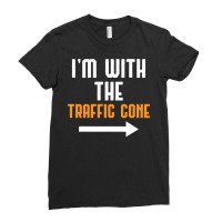 I'm With The Traffic Cone Costume Funny Halloween Couple Ladies Fitted T-shirt | Artistshot