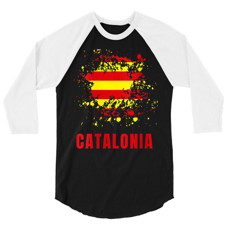 Womens Catalonia Retro Vintage Watercolors Sport Catalan Flag V Neck T 3/4 Sleeve Shirt by cm-arts | Artistshot