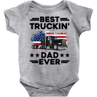 Best Truckin Dad Ever Usa Flag Semi Truck Driver Gift Pullover Hoodie Baby Bodysuit | Artistshot