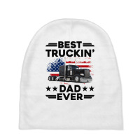 Best Truckin Dad Ever Usa Flag Semi Truck Driver Gift Pullover Hoodie Baby Beanies | Artistshot