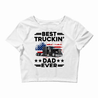 Best Truckin Dad Ever Usa Flag Semi Truck Driver Gift Pullover Hoodie Crop Top | Artistshot