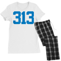 Detroit 313 Area Code   Grit   Sports Fan   Detroiter Fan T Shirt Women's Pajamas Set | Artistshot