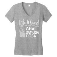 India Food Culture Chai Samosa Desi Humor Funny Women's V-neck T-shirt | Artistshot