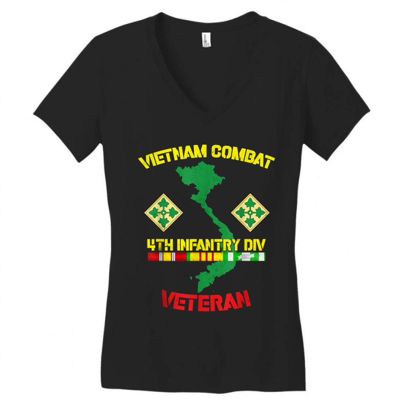 4th Infantry Division Vietnam Combat Veteran Women's V-Neck T-Shirt by RomanMikolyants | Artistshot