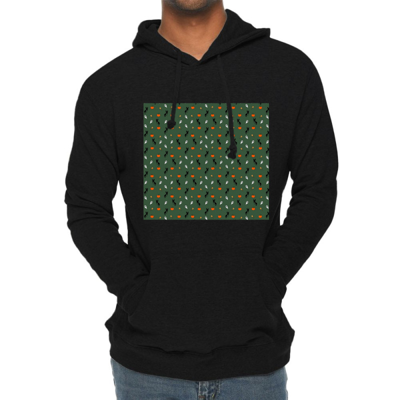 Witch Cats And Broomsticks Fall Green Lightweight Hoodie | Artistshot