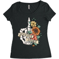 Halloween Floral Skeleton Sensitive Savage Wildflowers Tee Pullover Ho Women's Triblend Scoop T-shirt | Artistshot