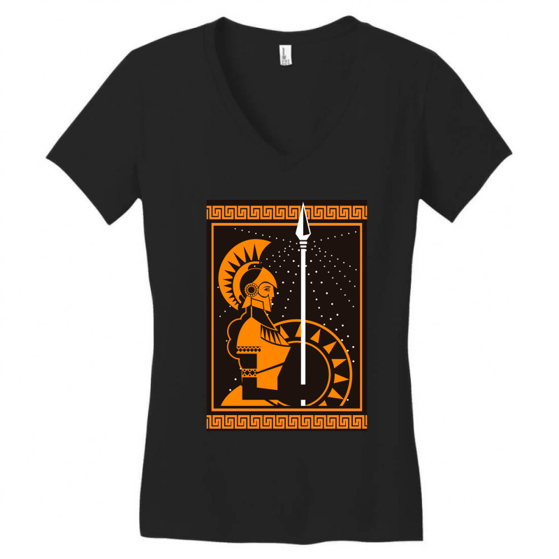 Palas Athena Minerva Greek Roman Mythology Goddess Orange Women's V-Neck T-Shirt by WarrenCordero | Artistshot