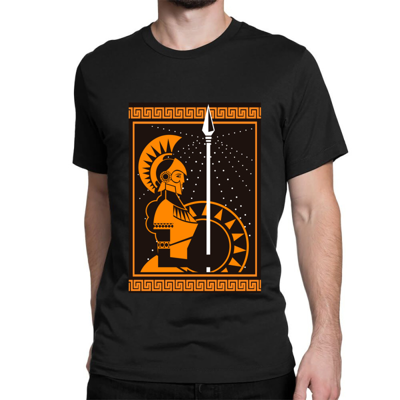 Palas Athena Minerva Greek Roman Mythology Goddess Orange Classic T-shirt by WarrenCordero | Artistshot