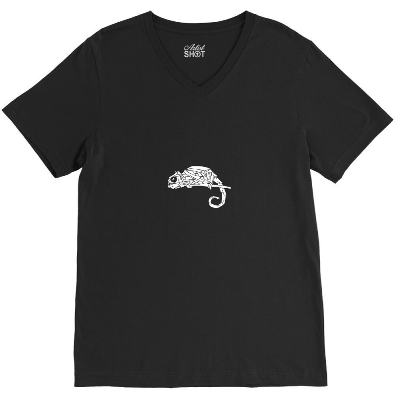 Wooden White Chameleon V-neck Tee | Artistshot