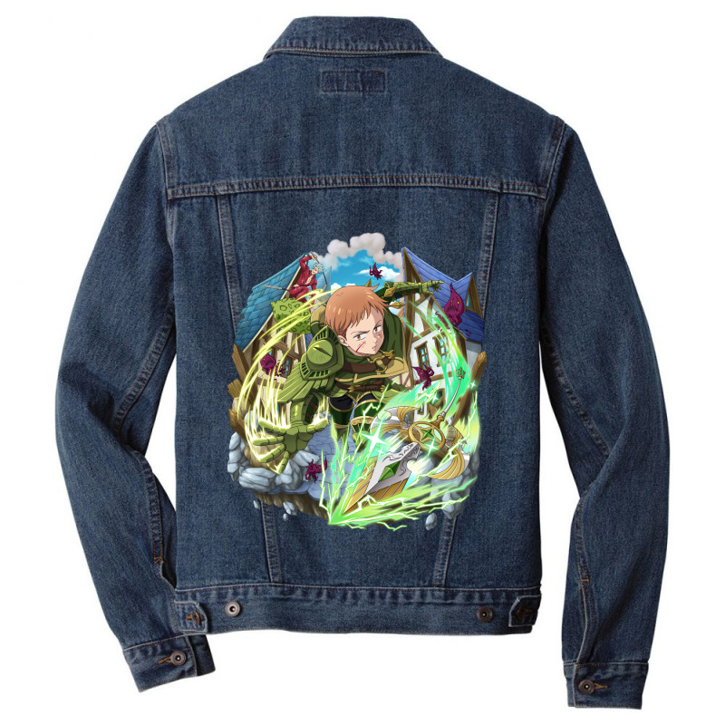 Harlequin Fighting With Chastiefol's Spear Men Denim Jacket | Artistshot