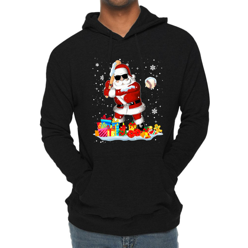 Baseball Santa Playing Baseball Cool Christmas Santa Baseball Player 2 Lightweight Hoodie by Christine R Cross | Artistshot