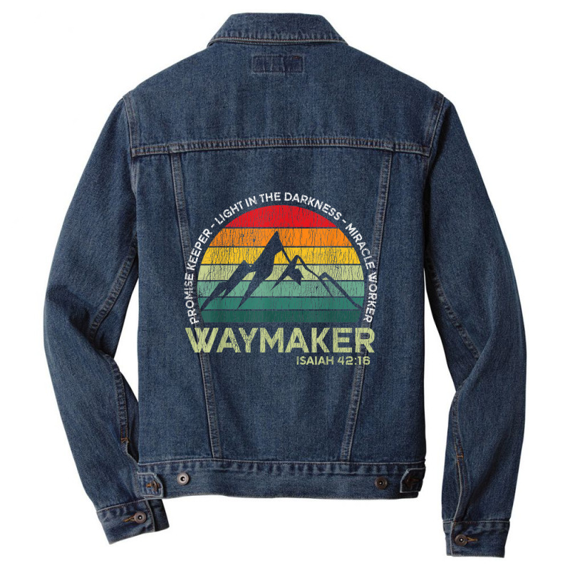 Vintage Waymaker Promise Keeper Miracle Worker Men Denim Jacket by Christine R Cross | Artistshot