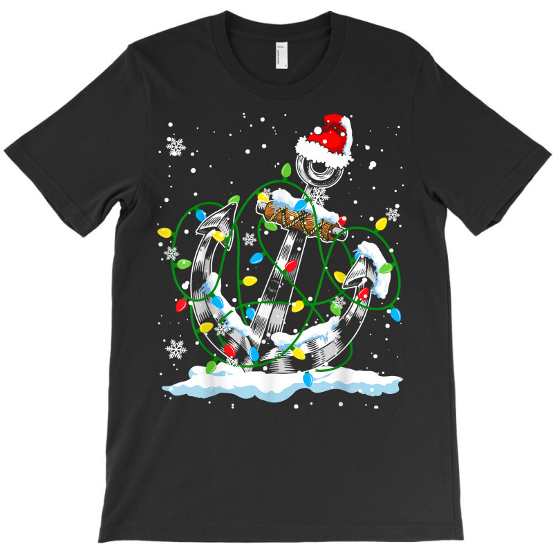 Santa Anchor Cool Christmas Lights Boating Sailing Boat Ship T Shirt T-shirt | Artistshot