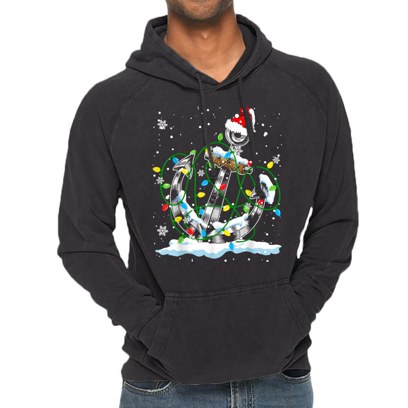 Santa Anchor Cool Christmas Lights Boating Sailing Boat Ship T Shirt Vintage Hoodie | Artistshot