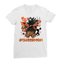 Cheer Mom Afro Messy Bun Orange Leopard Poms & Megaphone T Shirt Ladies Fitted T-shirt | Artistshot