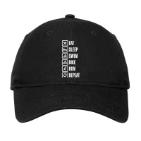 Eat Sleep Swim Bike Run Repeat   Triathlon Adjustable Cap | Artistshot