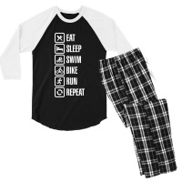 Eat Sleep Swim Bike Run Repeat   Triathlon Men's 3/4 Sleeve Pajama Set | Artistshot