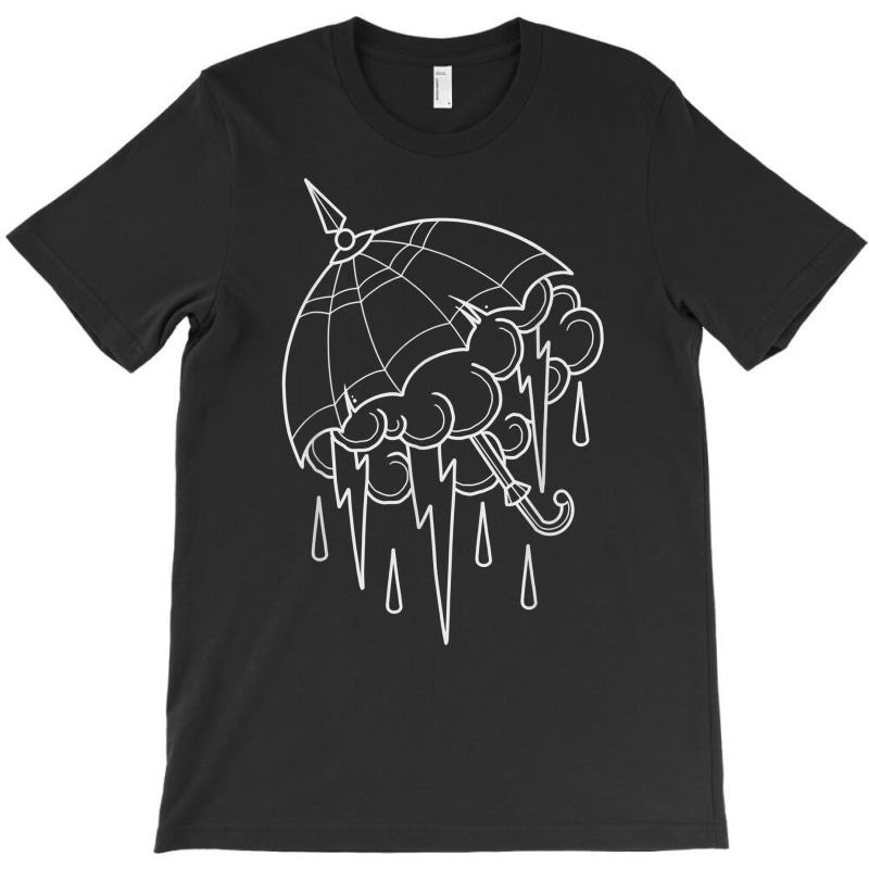 Neo Traditional Umbrella With Thunderstorm Outline Tattoo T Shirt T-Shirt by melliebowleli | Artistshot