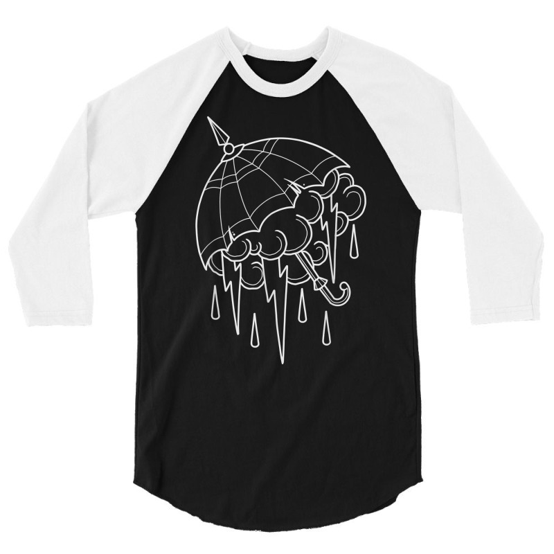 Neo Traditional Umbrella With Thunderstorm Outline Tattoo T Shirt 3/4 Sleeve Shirt by melliebowleli | Artistshot