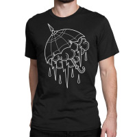 Neo Traditional Umbrella With Thunderstorm Outline Tattoo T Shirt Classic T-shirt | Artistshot