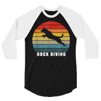 Retro Dock Diving Dog Jumping Swimming Canine Water Sports T Shirt 3/4 Sleeve Shirt | Artistshot