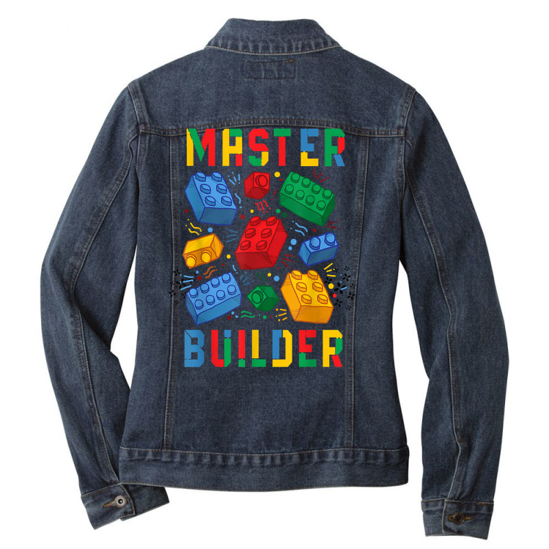 Brick Builder Funny Blocks Master Builder T Shirt Ladies Denim Jacket by tebaekivoti | Artistshot