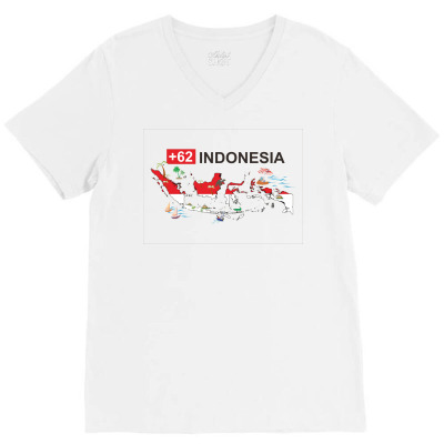Indonesia +62 V-neck Tee Designed By Colle-q