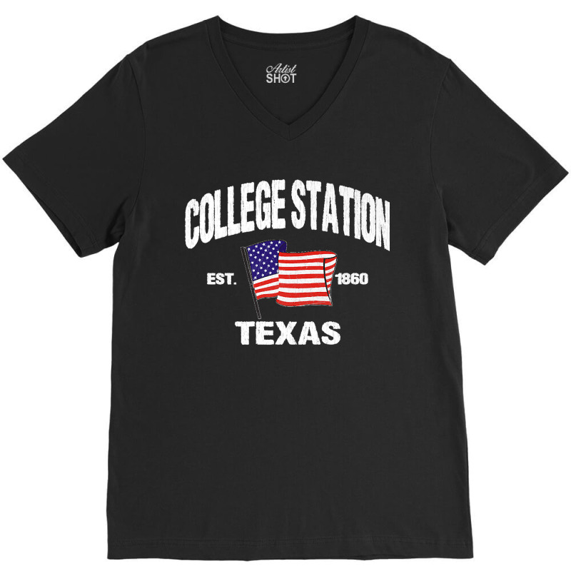 College Station Texas Tx Usa Stars & Stripes Vintage Style Premium V-neck Tee | Artistshot