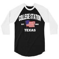 College Station Texas Tx Usa Stars & Stripes Vintage Style Premium 3/4 Sleeve Shirt | Artistshot