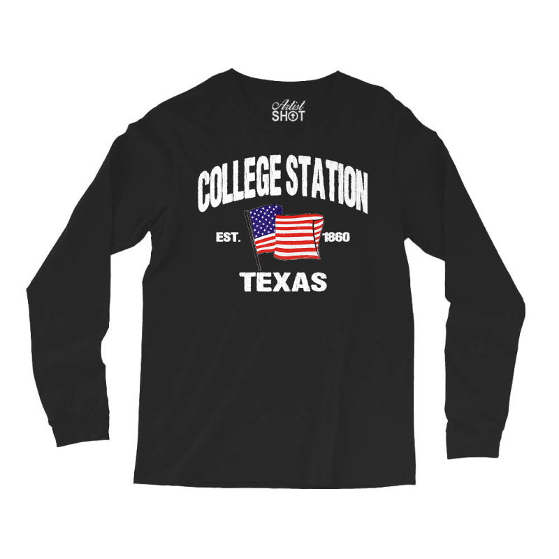 College Station Texas Tx Usa Stars & Stripes Vintage Style Premium Long Sleeve Shirts | Artistshot