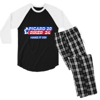 Picard Riker 2024 Make It So Politics Election Parody Funny Raglan Bas Men's 3/4 Sleeve Pajama Set | Artistshot