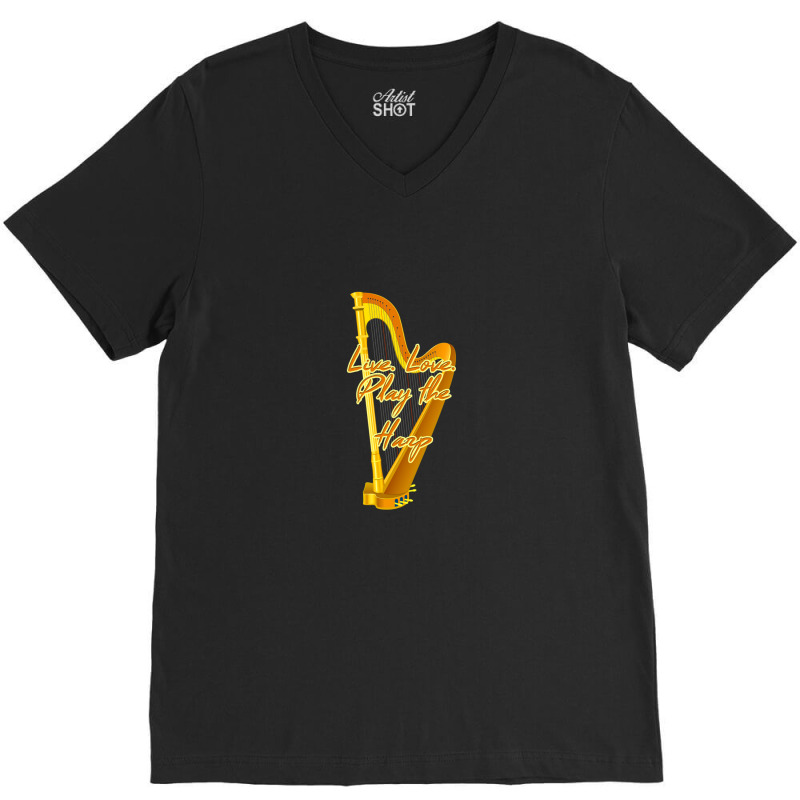 Music Instruments Harp Clef 1 V-Neck Tee by DeniseRamsey | Artistshot