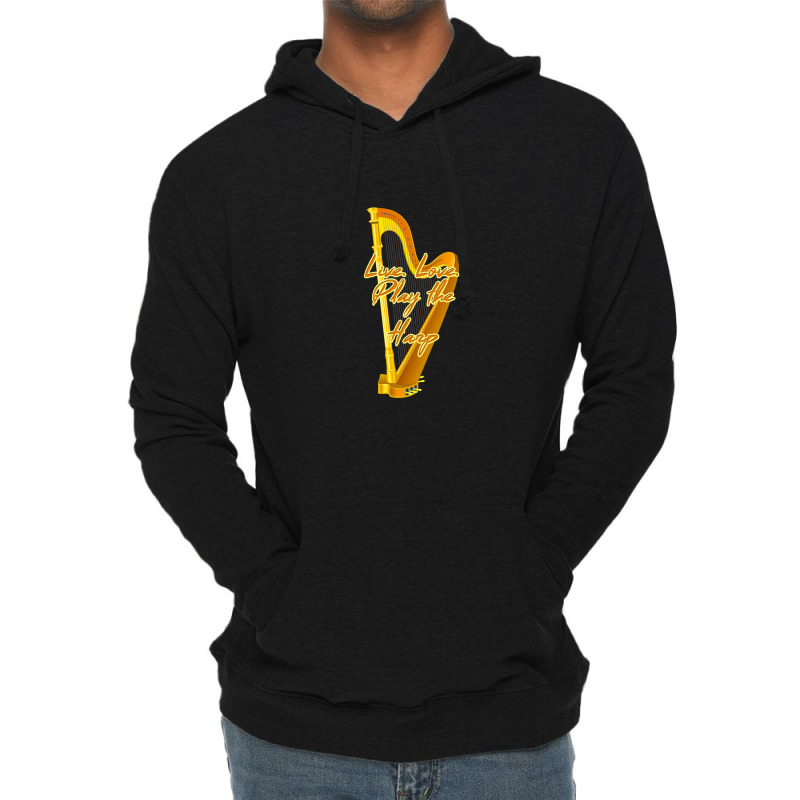 Music Instruments Harp Clef 1 Lightweight Hoodie by DeniseRamsey | Artistshot