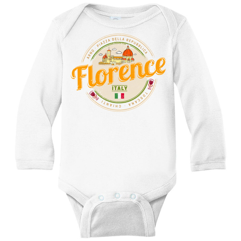 Florence Capital Of Tuscany Italy Vintage Souvenir Sweatshirt Long Sleeve Baby Bodysuit by cm-arts | Artistshot