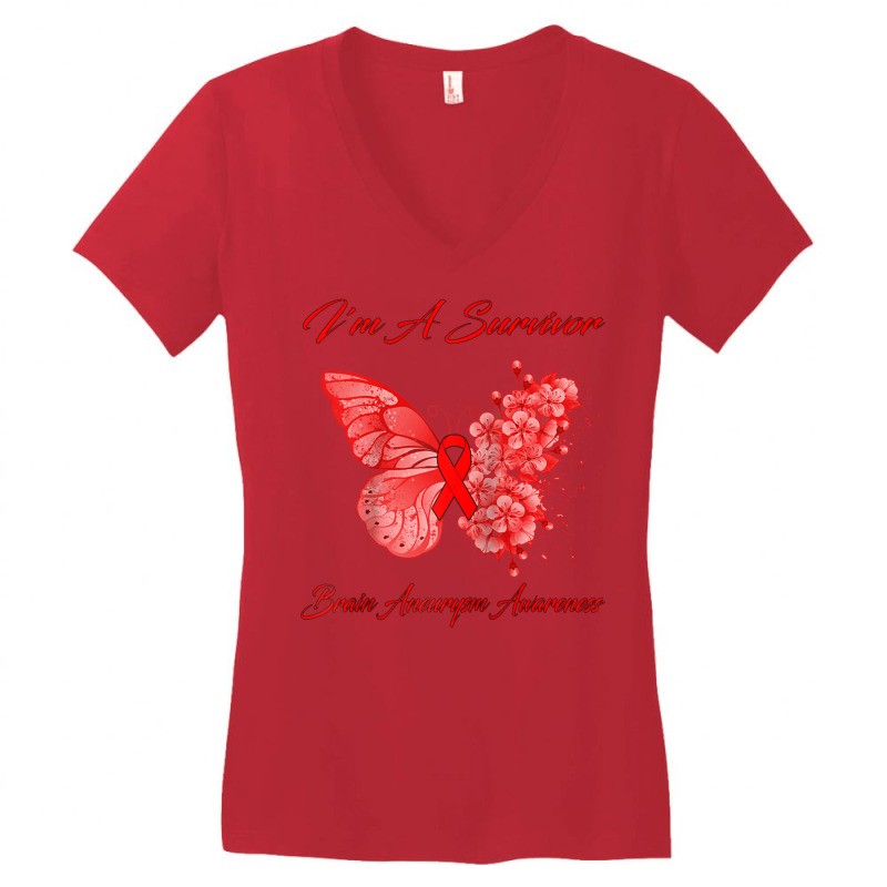 Butterfly I'm A Survivor Brain Aneurysm Awareness Raglan Baseball Tee Women's V-Neck T-Shirt by cm-arts | Artistshot