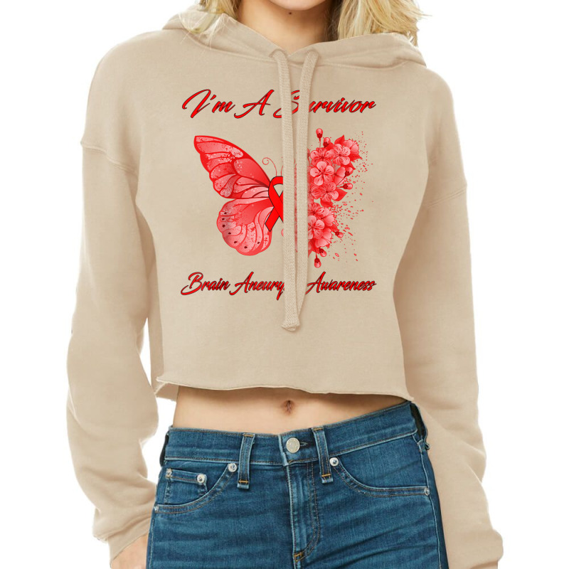 Butterfly I'm A Survivor Brain Aneurysm Awareness Raglan Baseball Tee Cropped Hoodie by cm-arts | Artistshot