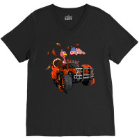 Happy Thanksgiving Cute Turkey Monster Truck American Flag T- V-neck Tee | Artistshot