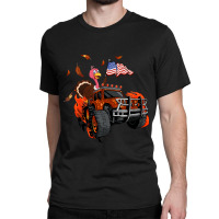 Happy Thanksgiving Cute Turkey Monster Truck American Flag T- Classic T-shirt | Artistshot