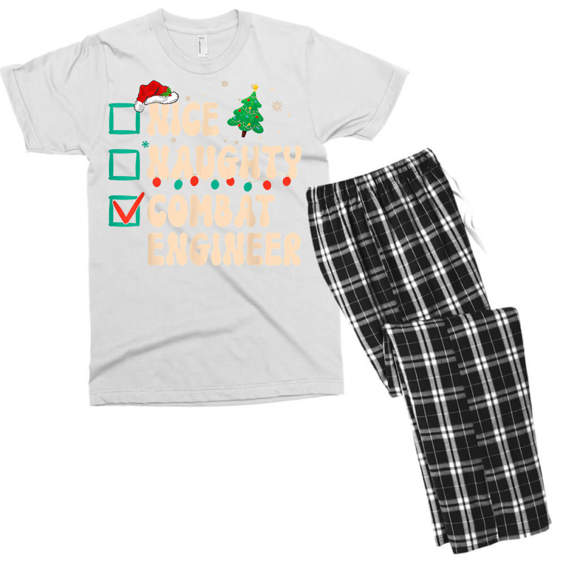 Nice Naughty Combat Engineer Xmas List Santa Claus Groovy T Shirt Men's T-shirt Pajama Set by cm-arts | Artistshot