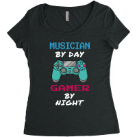 Musician By Day Gamer By Nigh Gif For Music Lover Women's Triblend Scoop T-shirt | Artistshot