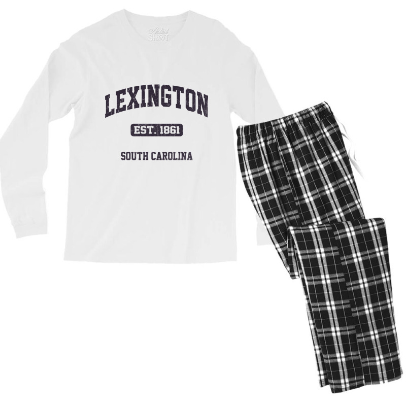 Lexington South Carolina Sc Vintage State Athletic Style Sweatshirt Men's Long Sleeve Pajama Set by cm-arts | Artistshot