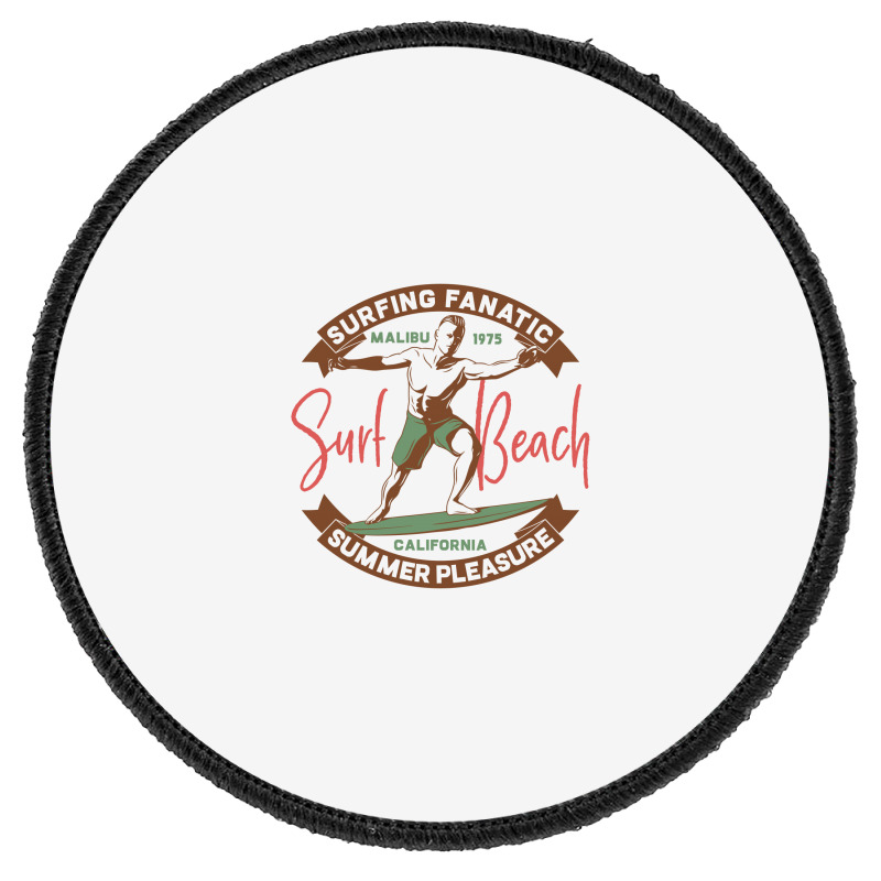 Surfing Fanatic Beach Round Patch | Artistshot