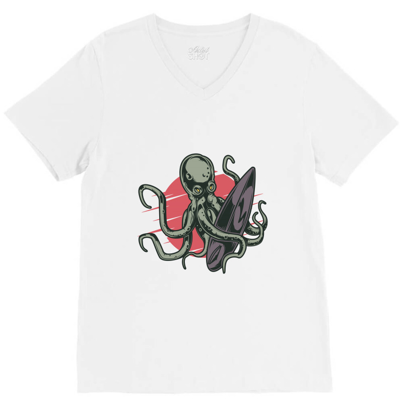 Surfing Octopus V-neck Tee | Artistshot