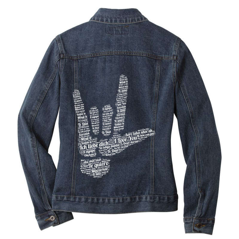 Asl Sign I Love You In 40 Different Languages Asl Ladies Denim Jacket by CruzChapman | Artistshot