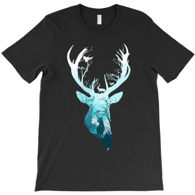 Deer Double Exposure T-shirt Designed By Animal Machine