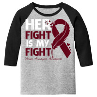 Her Fight Is My Fight Brain Aneurysm Awareness Feather T Shirt Youth 3/4 Sleeve | Artistshot