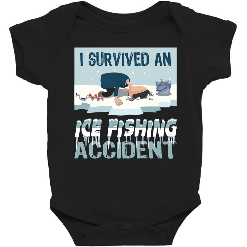 I Survived An Ice Fishing Accident - Winter Snow Ice Fishing Baby Bodysuit | Artistshot